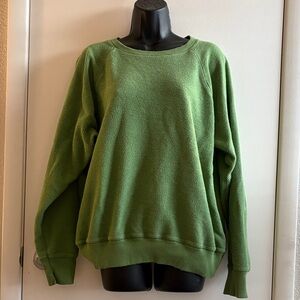 Aerie Cotton Oversized Preppy Distressed Olive Green Crew Neck Sweatshirt SZ M